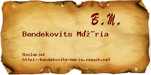 Bendekovits Mária névjegykártya