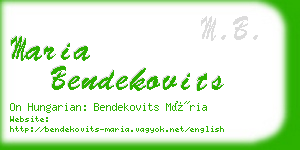 maria bendekovits business card